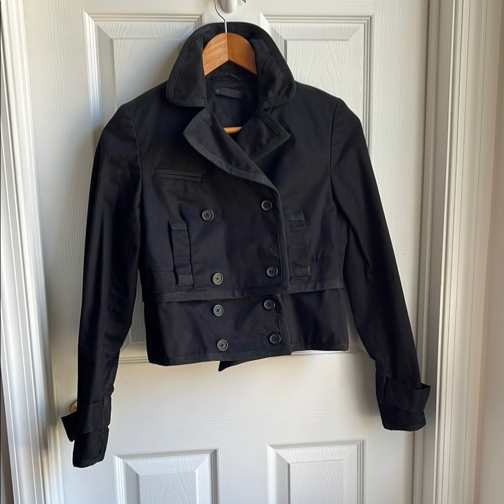 Karl Lagerfeld Black Double-Breasted Women's Cropped Blazer/Jacket size 6